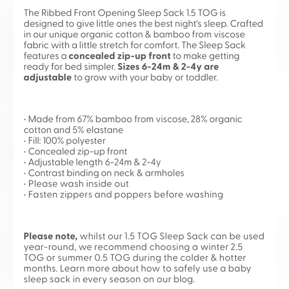 Baby Mori Ribbed 1.5 Tog Sleep Sack 0-6 - Picture 5 of 5